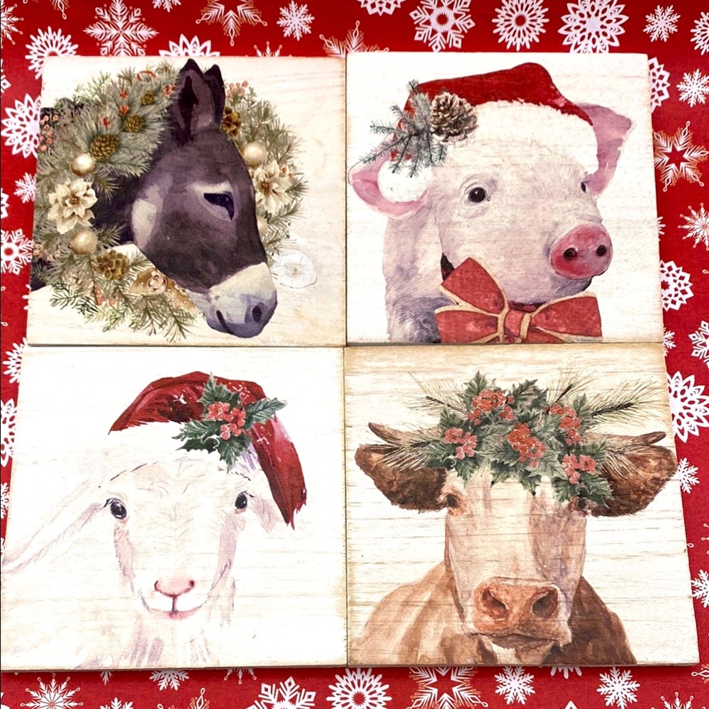 Robert Stanley Home Collection Christmas Farm Animals Rustic Watercolor Design